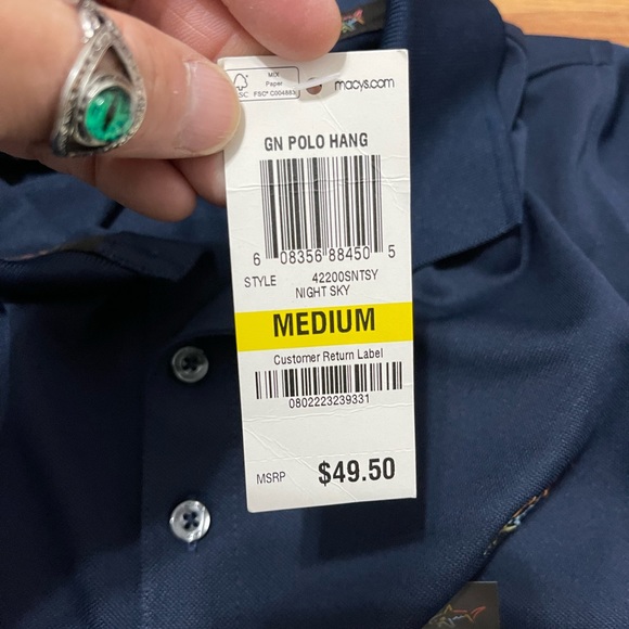 NWT Men’s Size Medium Greg Norman Slim Fit Five Iron Pol  Shirt In Night Sky - Picture 7 of 12